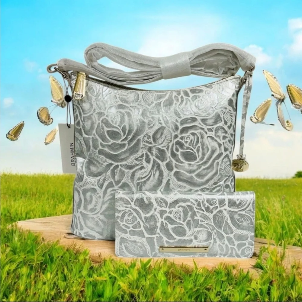 🤍🔹️BRAHMIN🔹️White Assorted KATIE Soft Genuine Leather Crossbody + ady WALLET - Picture 3 of 15